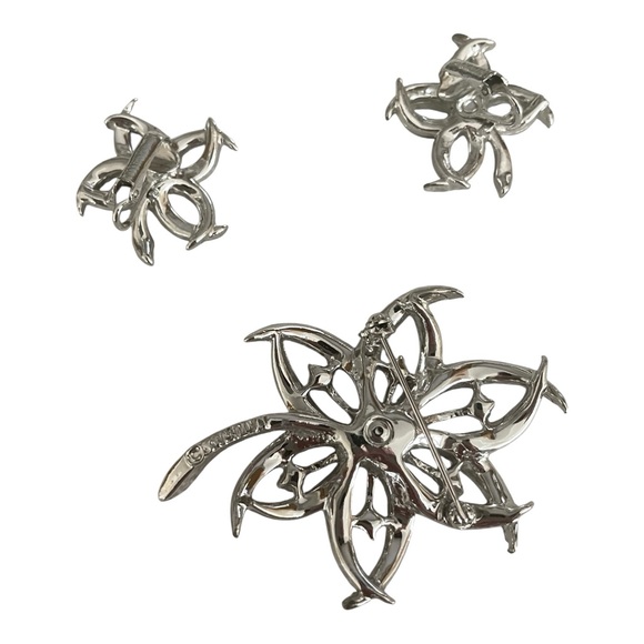 Sarah Coventry Vintage Set, Brooch & Earrings, "Evening Star", 1966, Starburst. - Picture 6 of 8